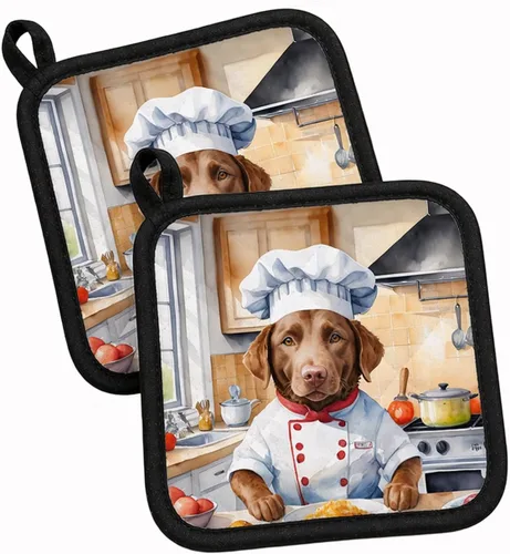 Vista 154 de Caroline's Treasures Coton de Tulear El Chef Par de Agarraderas de Ollas de Cocina Resistentes al Calor Juegos de Agarraderas de Ollas Almohadillas