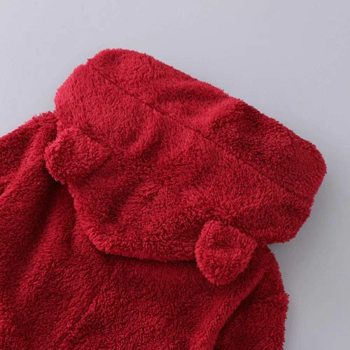 Vista 9 de Pijama de forro polar para mujer, mameluco cálido de sherpa, ropa de dormir de una pieza con cremallera y capucha