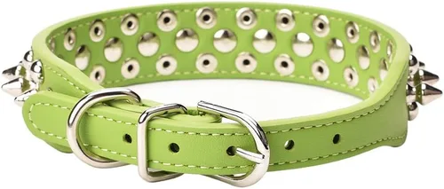 Vista 20 de Collar ajustable de piel sintética con remaches de clavos para gatos, cachorros y perros.