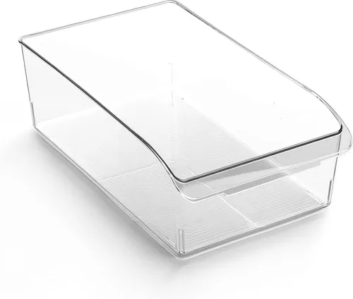 Vista 8 de BINO Contenedores de almacenamiento de plástico, grandes THE CURVE COLLECTION Organizador multiusos para refrigerador/congelador Asa