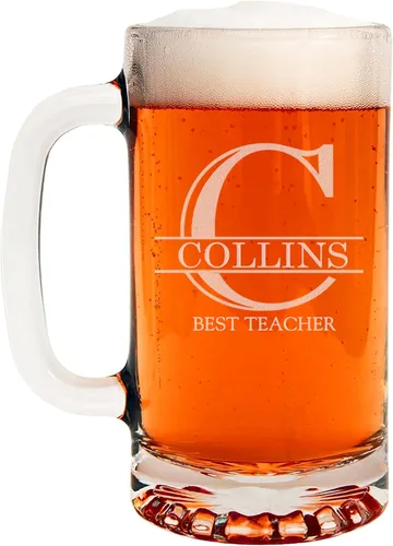 Vista 23 de Taza de cerveza de vidrio con monograma grabado de 16 onzas (letra A), regalos de cerveza personalizados de la A a la Z para hombres, Día del Padre
