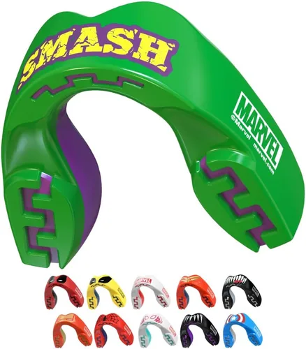Vista 20 de Marvel Protector bucal deportivo, protector bucal de doble capa para adultos y jóvenes con estuche (bestia, junior (hasta 11 años)) Youth <11