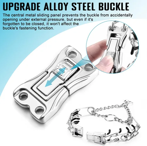 Vista 4 de MOZETO Collar de perro ajustable de acero inoxidable de liberación rápida con hebilla de metal para perros pequeños, medianos y grandes