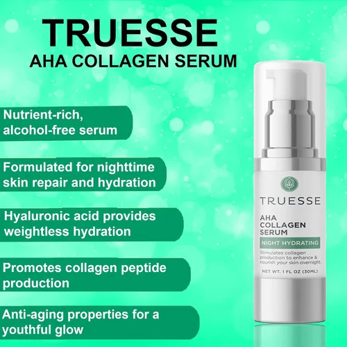 Vista 7 de AHA - Suero de colágeno - Suero para la cara - Péptido de colágeno - Hidratante nocturno - Suero antienvejecimiento - Suero facial durante la noche