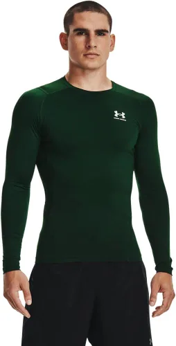 Vista 30 de Under Armour Camiseta de manga larga de compresión HeatGear para hombre Negro (001)/Blanco