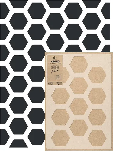 Vista 17 de NAKLEO Plantilla de pintura de pared de tamaño grande, 23.2 x 37.4 pulgadas, plantilla hexagonal de plástico reutilizable, papel tapiz
