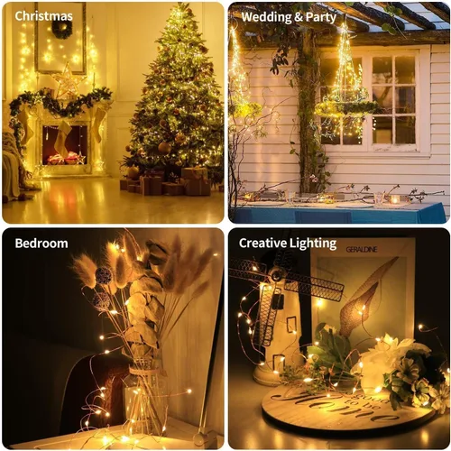 Vista 5 de innotree Paquete de 6 tiras de luces LED que funcionan con pilas, con temporizador, 10 pies, 30 luces LED alimentadas por batería, alambre de cobre