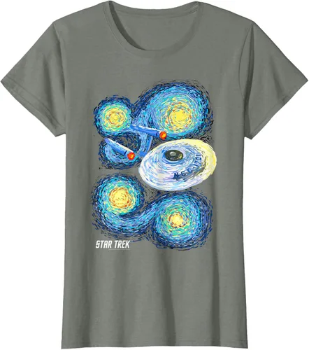 Vista 11 de Star Trek Camiseta de pintura de noche estrellada de la serie original, Negro, S