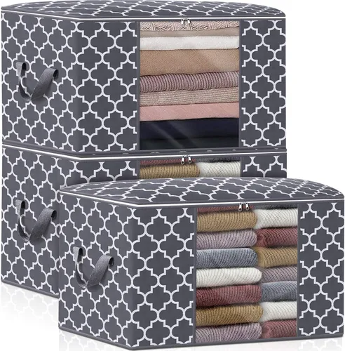 Vista 12 de ISELIFE Bolsas de Almacenamiento 100L Paquete de 2 Bolsas Grandes para Mantas y Ropa, Contenedores de Organización y Almacenamiento para Ropa