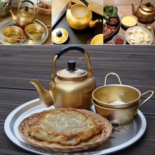 Vista 2 de Hervidor Makgeolli de plata de níquel de 1 litro + 2 cuencos Makgeolli de una sola mano, copa de vino de arroz crudo de Corea Dongdongju hecha