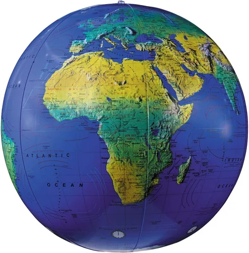 Vista 2 de Replogle Globo topográfico inflable, océano azul oscuro, 16 pulgadas de diámetro