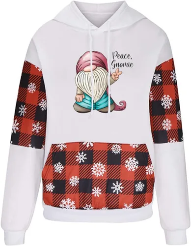 Vista 3 de HUCHPI Sudaderas navideñas para mujer, de manga larga, cómodas, versátiles, con bolsillo
