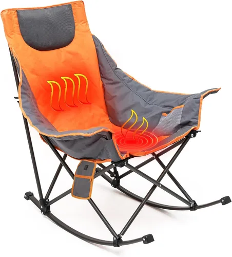 Vista 11 de SUNNYFEEL Silla Mecedora de Camping Paquete de 2, Silla Plegable de Jardín Extragrande para Exteriores con Bolsillo, Resistente