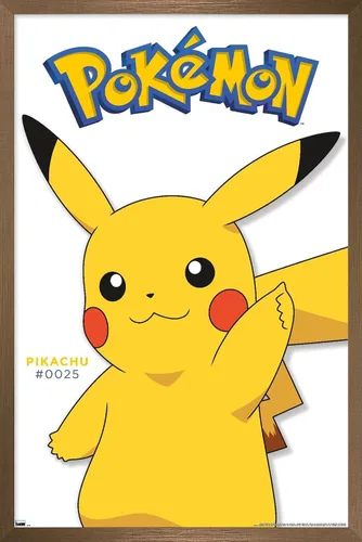Vista 14 de Trends International Pokémon - Póster de pared de la serie Pikachu Feature Series, 14.72 x 22.37 pulgadas, versión enmarcada de madera de granero