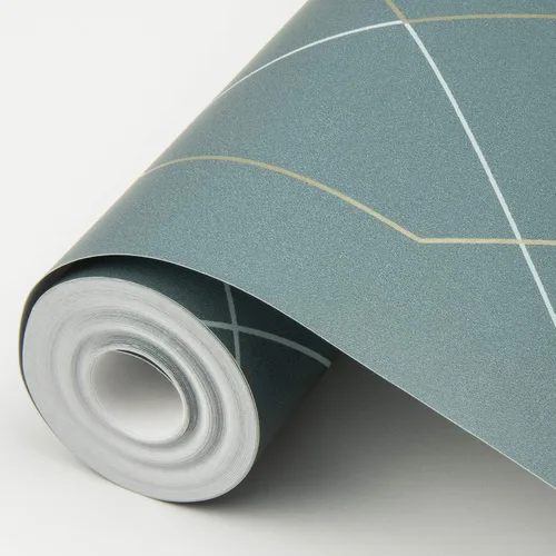 Vista 3 de Scott Living 2964-25911 Ballard Teal Geometric Papel pintado Gris
