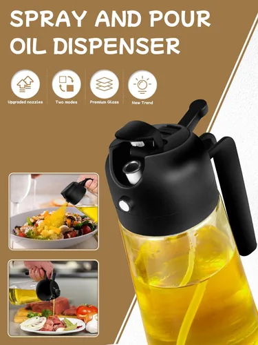 Vista 2 de Utensilios de cocina pulverizador de aceite para cocinar, 2 piezas, dispensador de aceite para cocina, dispensador de aceite 2 en 1 y rociador