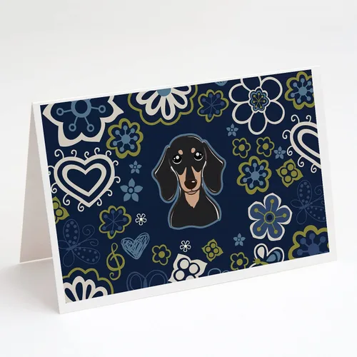 Vista 59 de Caroline's Treasures BB5095GCA7P - Tarjetas de felicitación y sobres con diseño de flores azules y sabuesos afganos, paquete de 8 tarjetas en blanco