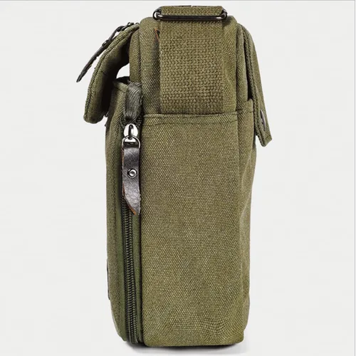 Vista 4 de Bolso bandolera pequeño para hombres y mujeres, bolso de hombro de lona vintage, bolso cruzado de viaje, bolso cruzado con múltiples bolsillos