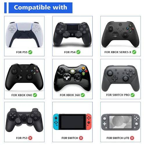 Vista 2 de PlayVital Cute Thumb Grip Caps for ps5ps5 Edge Controller, Joystick Caps for Switch 2 ProSwitch Pro, Thumbstick Cover for Xbox Series XS, Elite
