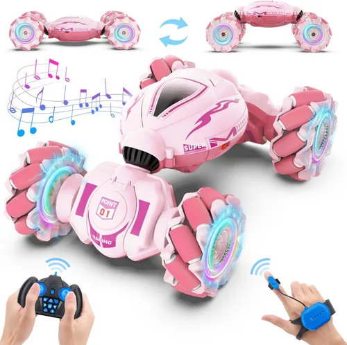 Vista 12 de Coche RC de Acrobacias con Detección de Gestos - Juguetes para Niños de 6 a 12 años, Coche RC Gira 360° 4WD Controlado a Mano con Luz y Música