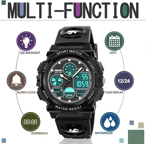 Vista 3 de ATIMO Reloj impermeable multifunción LED para niños - Regalos para niños