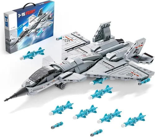 Vista 8 de Juego de bloques de construcción de helicópteros militares 1521PCS para Azul