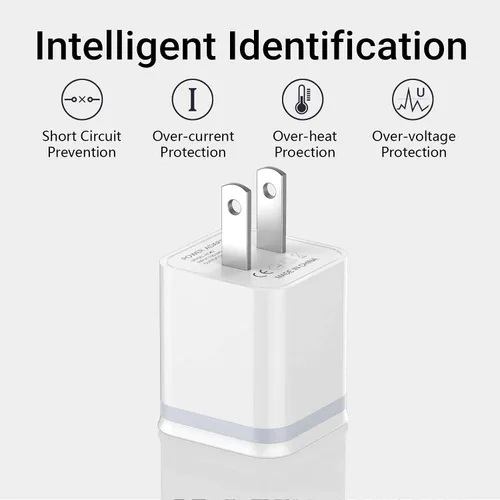 Vista 6 de Cargador de pared USB, paquete de 5 unidades de 2.1A/5V de doble puerto USB cubo, adaptador de corriente de cargador de enchufe de carga de repuesto