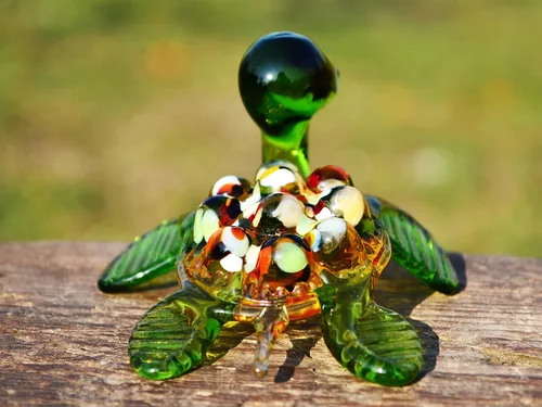 Vista 3 de Figura de tortuga de cristal verde de 3 pulgadas, miniatura soplada a mano estilo Murano, adorno de tortuga marina para tanque de acuario, estante