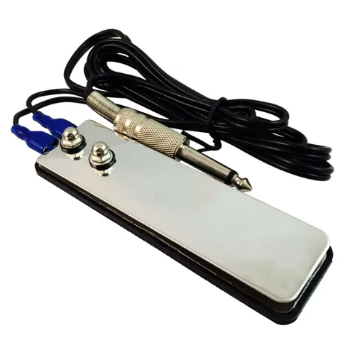 Vista 5 de Paquete de 2 interruptores de pedal de pie de tatuaje con cable de enchufe de 1/4 de pulgada de 0.25 in / 6.35mm, cable de acero inoxidable, fuente