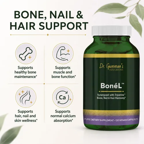 Vista 5 de Harmony Nutraceuticals Bone'L - Armonía de huesos, uñas y cabello, máxima potencia, máxima bioactividad, cápsulas veganas, fabricadas en Estados