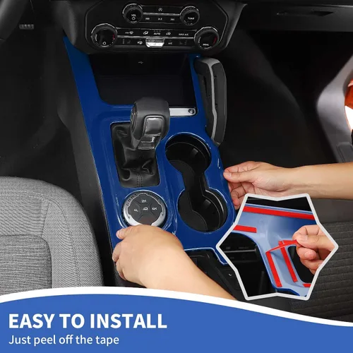 Vista 7 de RAZPOY Cubierta para panel de palanca de cambios para consola central, compatible con accesorios interiores Ford Bronco 2021-2024, color azul