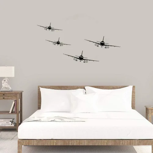 Vista 5 de LELE LIFE 2 calcomanías de pared de avión, calcomanías de pared de aviones extraíbles para sala de estar, dormitorio, decoración del hogar, mural