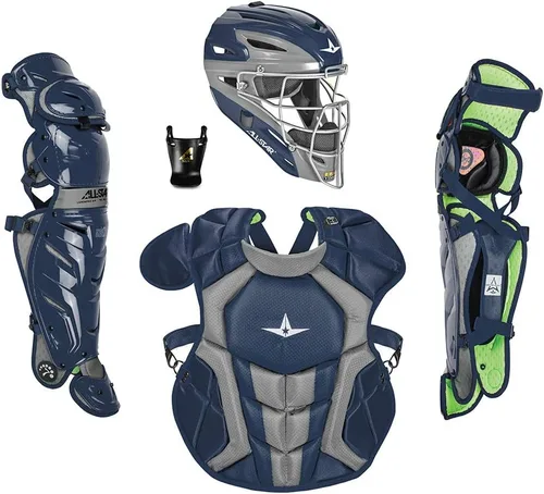 Vista 6 de All-Star Eje S7 de 9 a 16 años – Kit de equipo de captura de béisbol (incluye casco, protector de pecho, protectores de piernas), cumple con NOCSAE