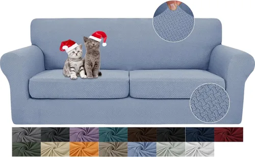 Vista 58 de JIVINER Fundas de sofá de 3 piezas para sofá de 2 cojines, funda elástica para sofá con 2 fundas de cojín de asiento extra grandes, fundas de sofá
