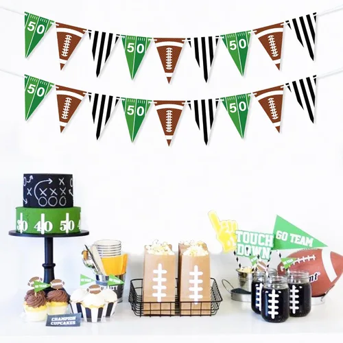 Vista 5 de VILIFEVER 2 guirnaldas de fútbol americano, decoraciones de fiesta de fútbol, banderines de papel para fútbol americano, suministros de fiesta