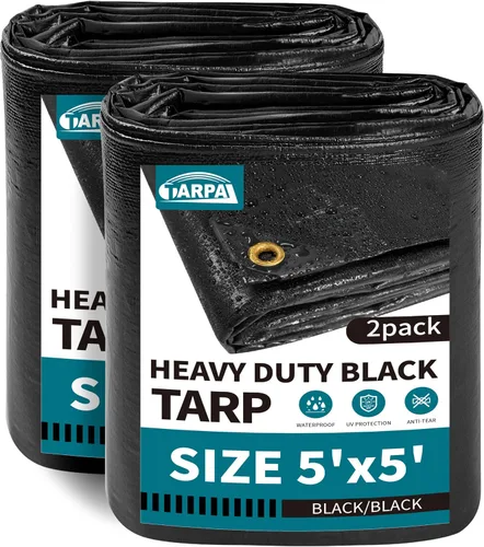 Vista 41 de TARPAL Lona impermeable de 4 x 4 pies (paquete de 2) lonas negras Negro