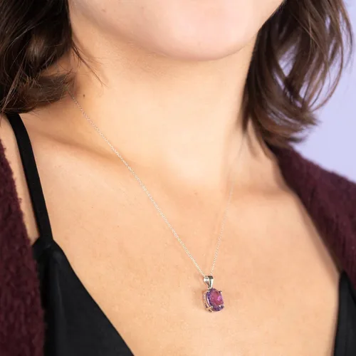 Vista 3 de SHOP LC DELIVERING JOY Birthstone Pendant Necklace for Women Jewelry 925 Sterling Silver Platinum Plated Size 20" Birthday Christmas Gifts for Women
