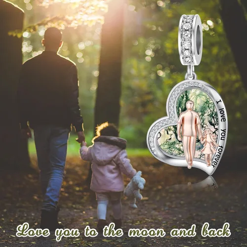 Vista 181 de PROESS Dije para padre, madre e hija, pulsera de plata de ley para pulseras, regalos de cumpleaños, día de San Valentín, para hija, madre, amante