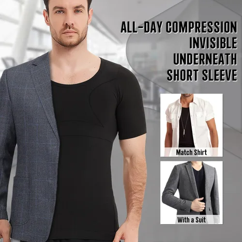 Vista 9 de Camisa adelgazante para hombre, ginecomastia para hombre, manga corta de compresión, chaleco de Moobs