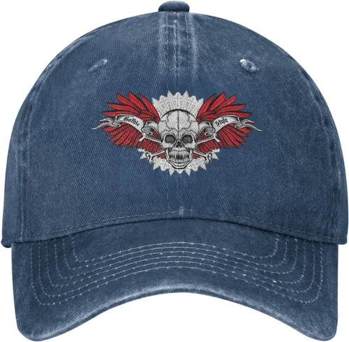 Vista 2 de Cowboy Hat Trendy Hats for Man and Women Djustable Four Season Outdoor Baseball Cap of Hell Skull with Angel Navy Blue