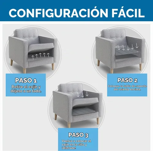 Vista 5 de Soporte de cojín de silla para cojines caídos (paquete de 2 unidades de 17 x 22 pulgadas), soporte de asiento de silla para asiento hundido, tablas