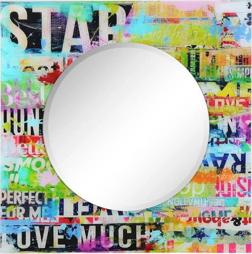 Vista 12 de Empire Art Direct Espejo de pared rectangular biselado en blanco y negro con vidrio templado impreso abstracto, tocador, espejo de baño, listo