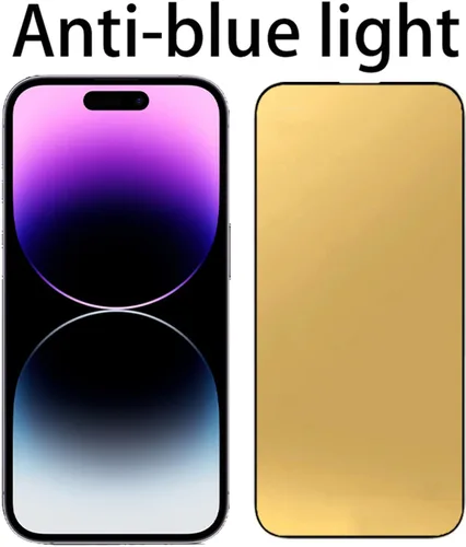 Vista 5 de Película protectora de pantalla de espejo de vidrio templado antiazul para iPhone 14 Pro Max, 6.7 pulgadas, dureza 9H, antiarañazos, cubierta