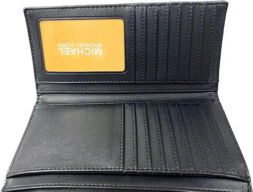 Vista 4 de Michael Kors Jet Set Travel - Cartera triple grande de cuero vegano Negro - Michael Kors Jet Set Travel - Cartera grande triple de cuero vegano negro