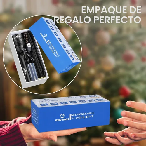 Vista 3 de Linternas recargables de 10000 lúmenes altos, largo alcance, 5000 pies, linterna LED súper brillante USB C, alta potencia, multifuncional