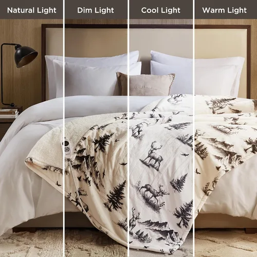 Vista 9 de Woolrich - Manta eléctrica de felpa Sherpa de 50 x 60 pulgadas, térmica Ciervo
