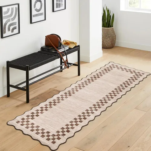 Vista 37 de GarveeHome Alfombra lavable de 5 x 7 pies para sala de estar, alfombra Beige festoneado