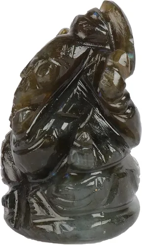 Vista 3 de GEMHUB Estatua de Ganesha 214.00 quilates Dios hindú del éxito Labradorita Estatua del Señor Ganesha, Gema, Ruso - Labradorita