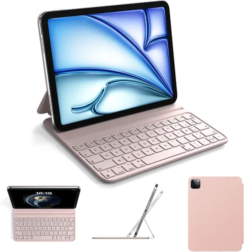 Vista 15 de HOU Funda con teclado para iPad de 10ª generación/iPad de 11ª generación de 11 pulgadas A16 2025 – Folio inteligente, ultra delgada, carga