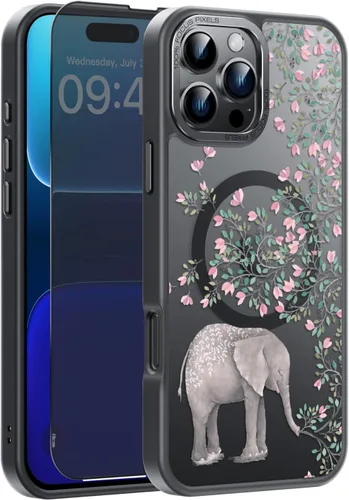 Vista 139 de Goodon para iPhone 15 Pro Max con protector de pantalla de privacidad, compatible con Magsafe, funda translúcida mate a prueba de golpes - Linda